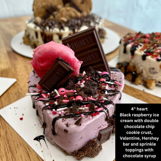 4 inch Heart Cake with Black Raspberry/Double Chocolate Base